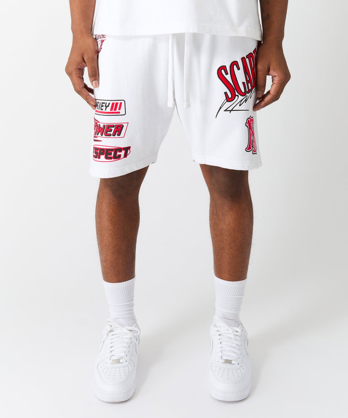 Reason Clothing Top Pick Scarface Applique Racing Short - White