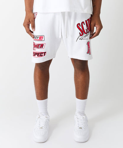Reason Clothing Top Pick Scarface Applique Racing Short - White