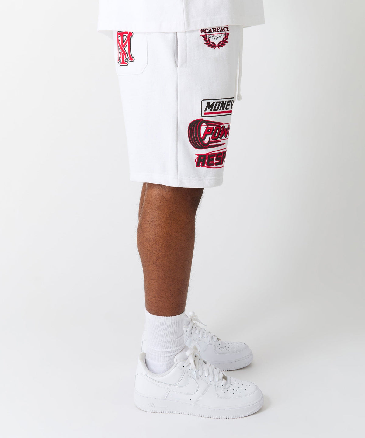 Reason Clothing Top Pick Scarface Applique Racing Short - White
