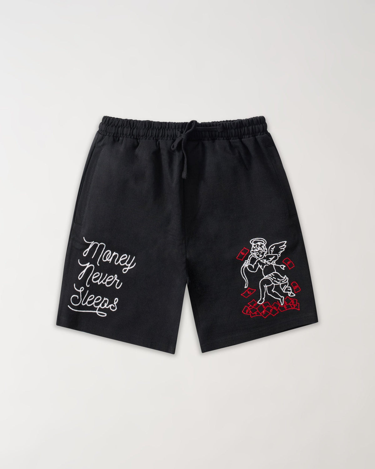 Reason Clothing Great Value Plus Size Paper Chaser Embroidery Shorts - Black