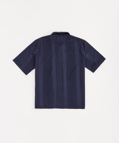 Reason Clothing Best Seller Vertical Jacquard Knit Short Sleeve Polo Shirt - Navy