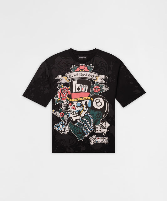 Reason Clothing Recommended Monocle Rhinestone Tee - Black