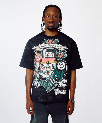 Reason Clothing Recommended Monocle Rhinestone Tee - Black