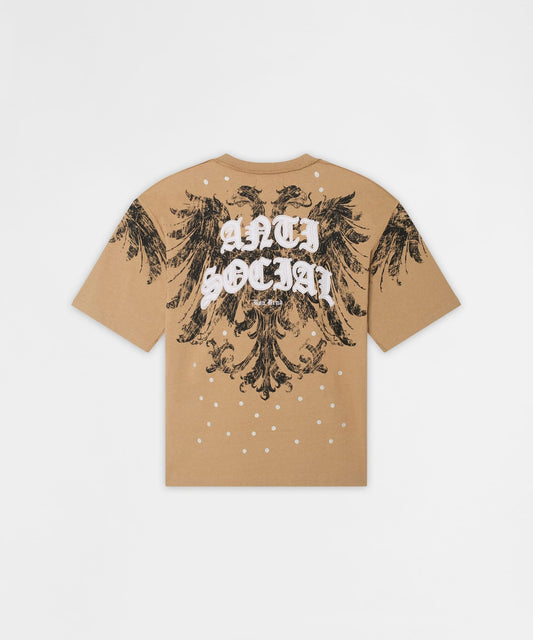 Reason Clothing Quality Mindset Applique Washed Short Sleeve Tee - Khaki