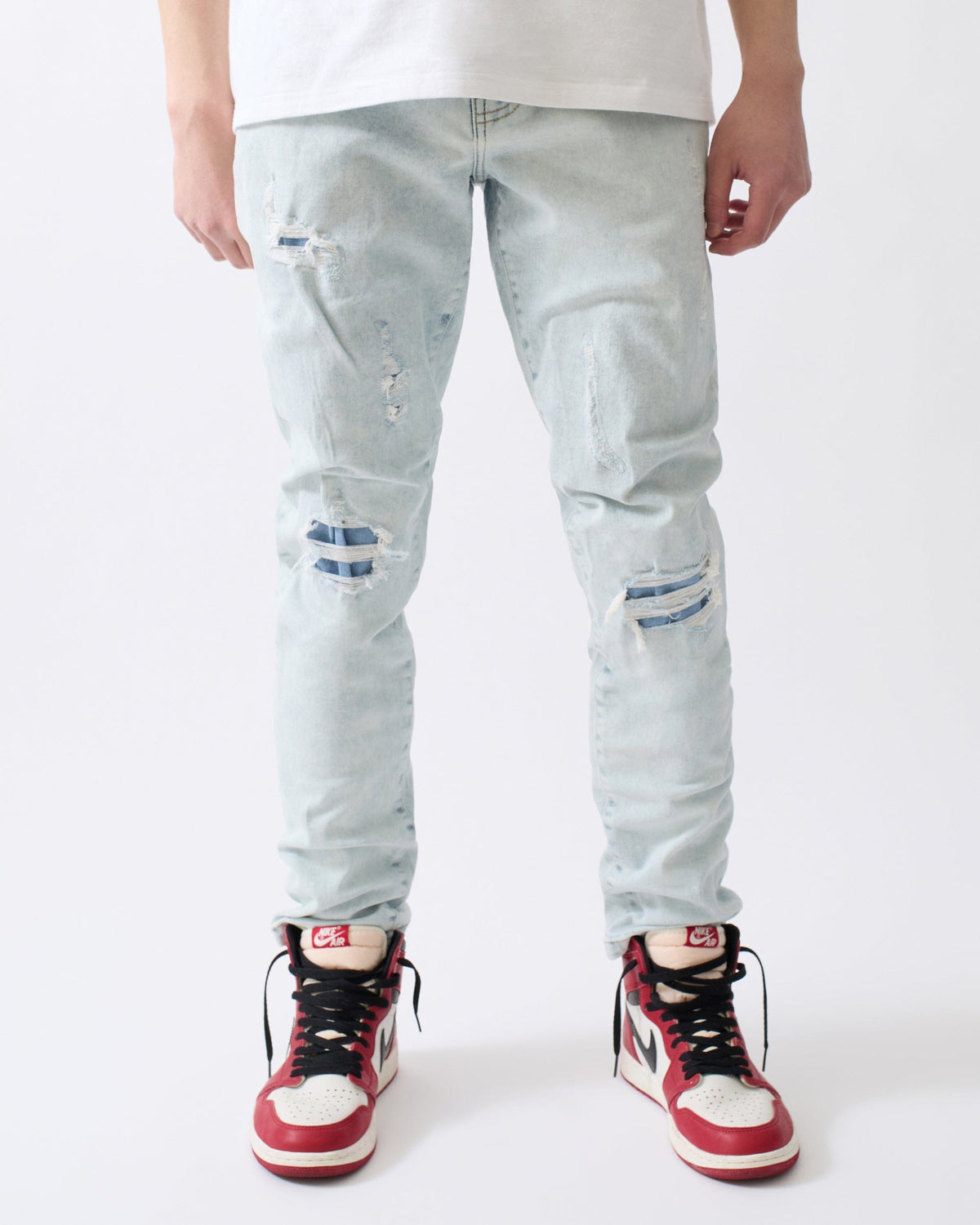 Reason Clothing Top Pick Ice Distressed Skinny Jeans - Blue