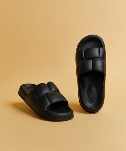 Reason Clothing Best Price Weave Padded Slides - Black