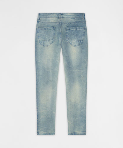 Reason Clothing Popular Gothic Cross Denim Pants - Light Blue