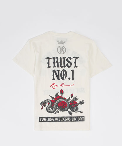 Reason Clothing Great Value Kids Trust No 1 Embroidered Short Sleeve Tee - Cream