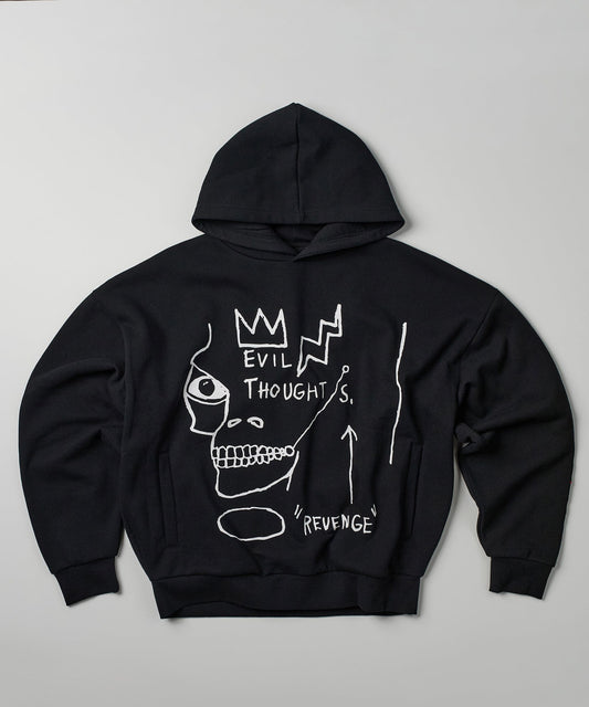 Reason Clothing Signature Plus Size Basquiat Evil Thoughts Hoodie - Black