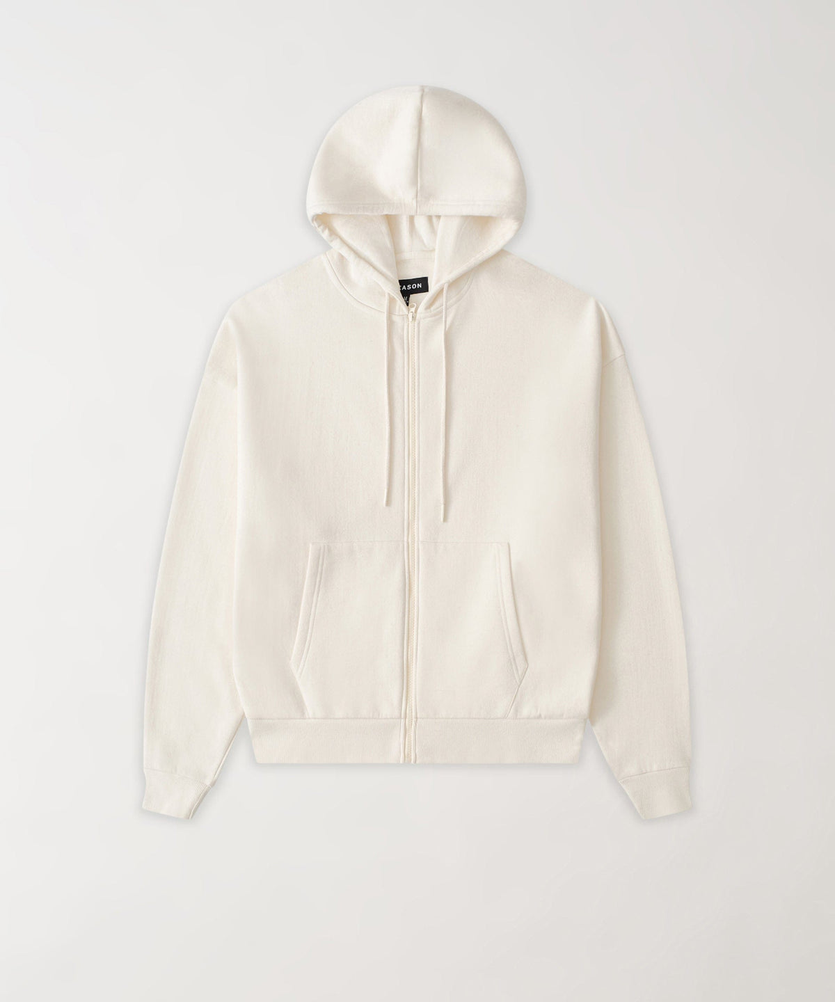 Reason Clothing Value Essential Boxy Fit Zip Up Hoodie - Cream