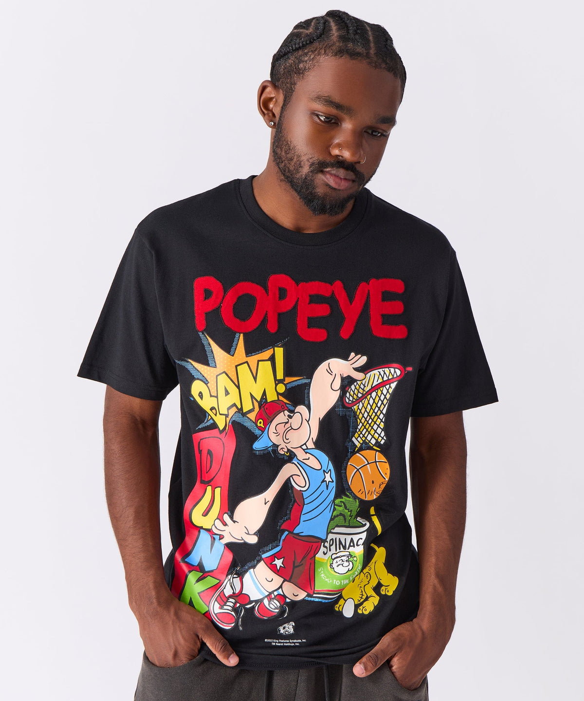 Reason Clothing Quality Popeye Applique Short Sleeve Tee - Black