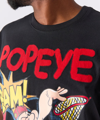 Reason Clothing Quality Popeye Applique Short Sleeve Tee - Black