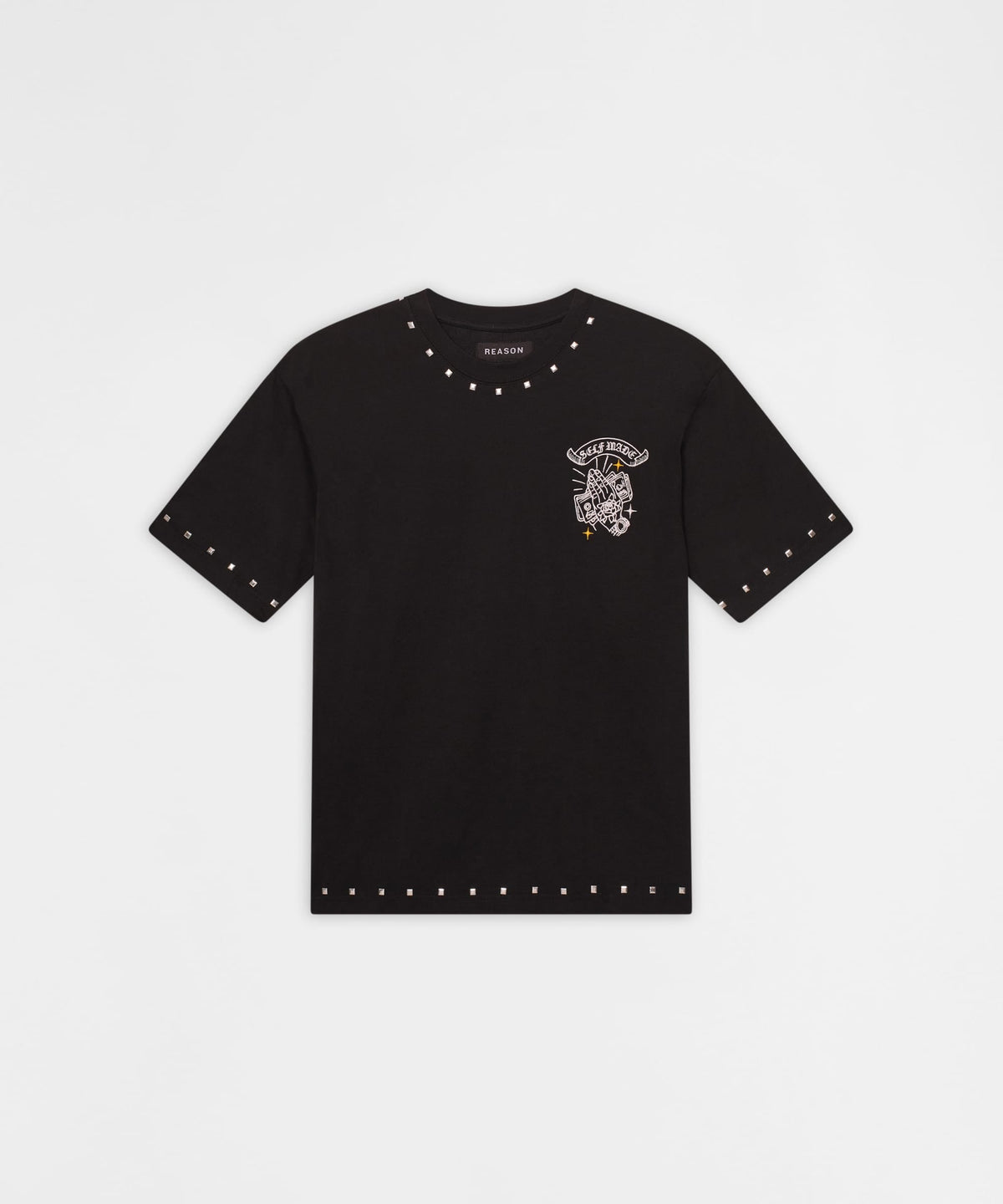 Reason Clothing Top Pick First Class Embroidered Short Sleeve Tee- Black