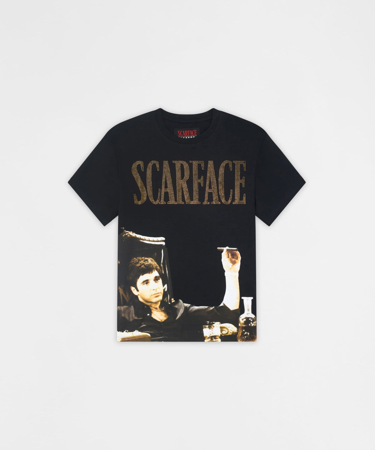 Reason Clothing Hot Sale Scarface Rhinestones Short Sleeve Tee - Black