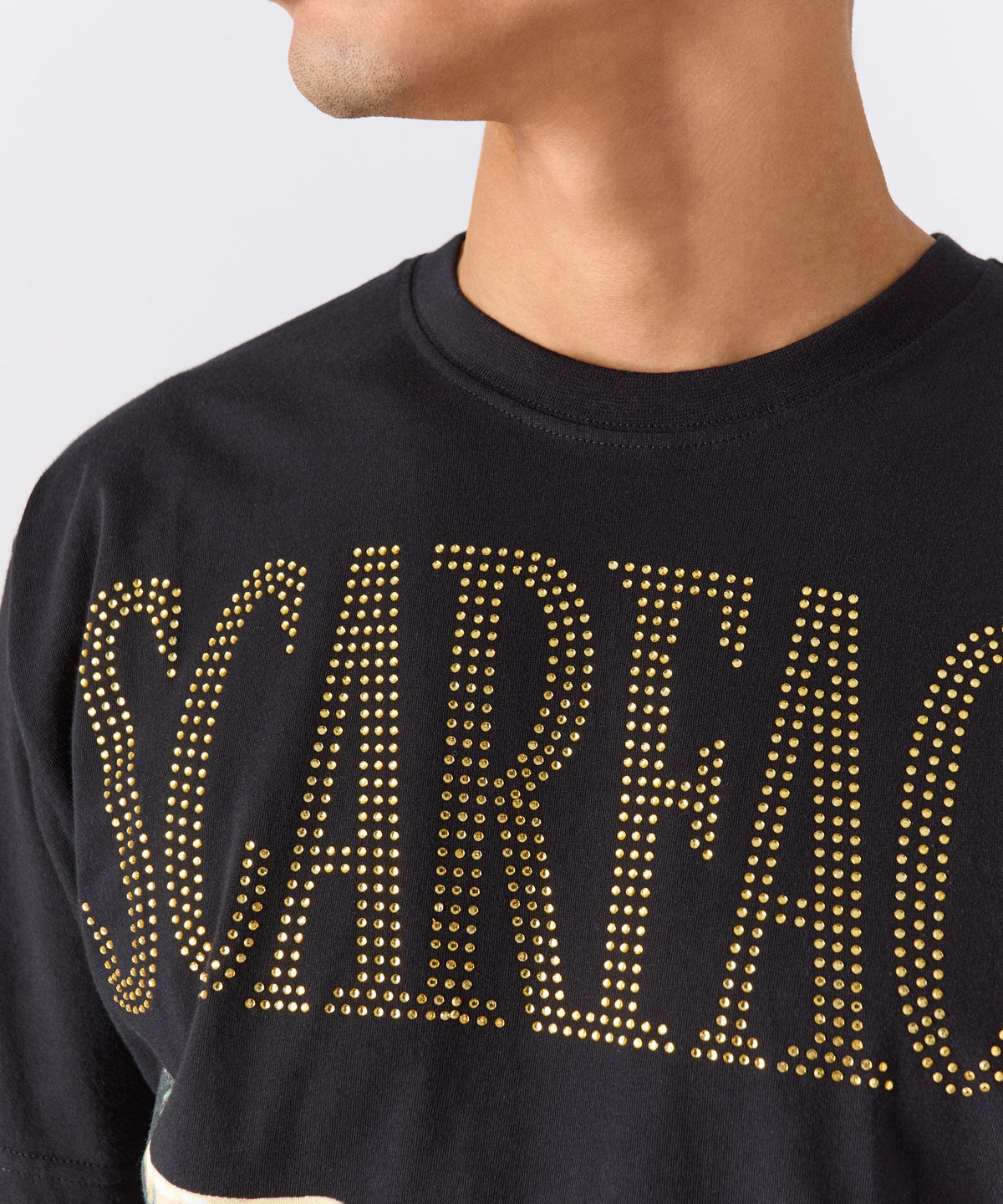 Reason Clothing Hot Sale Scarface Rhinestones Short Sleeve Tee - Black