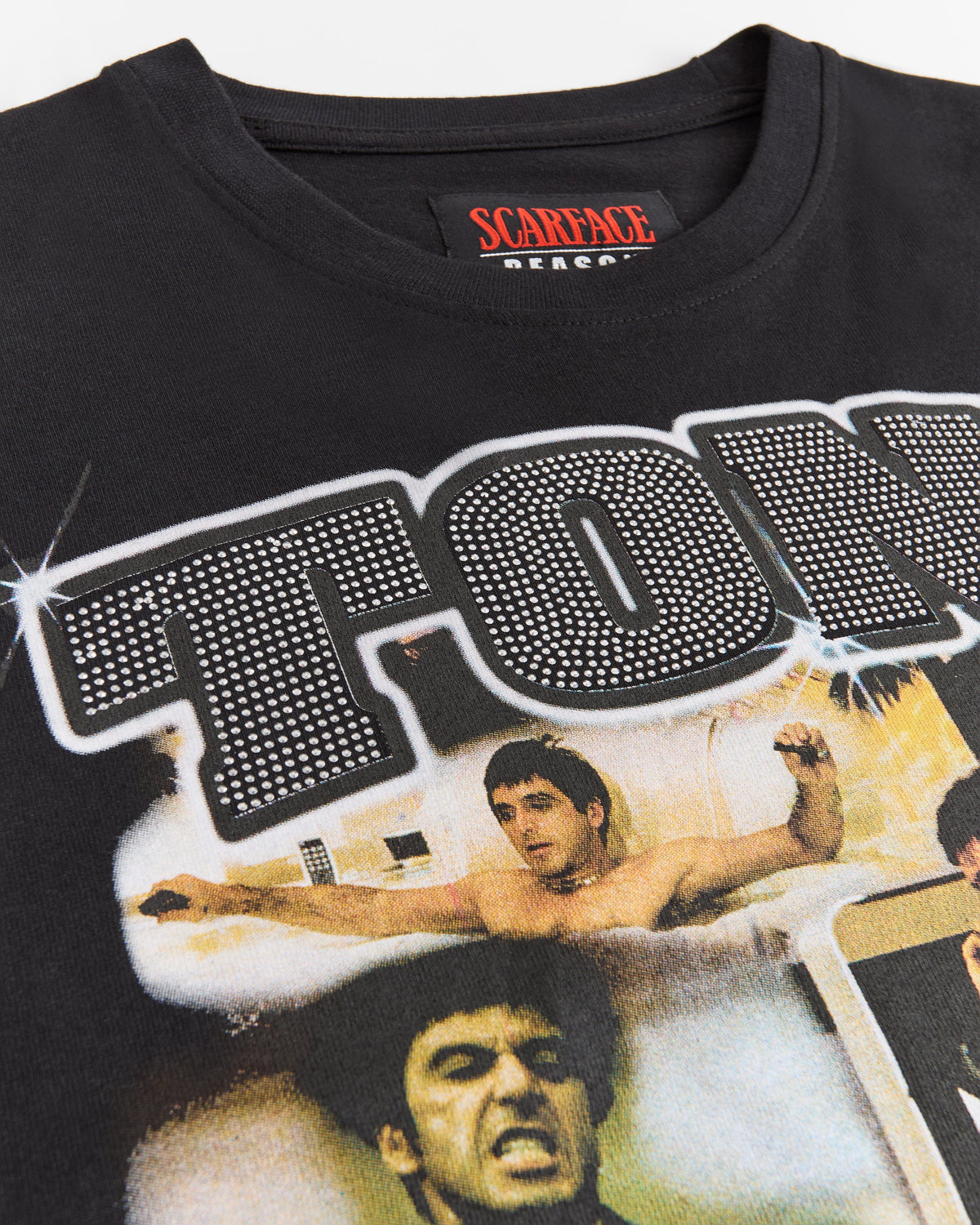 Reason Clothing Latest Scarface "Tony Montana" Rhinestone Tee - Black