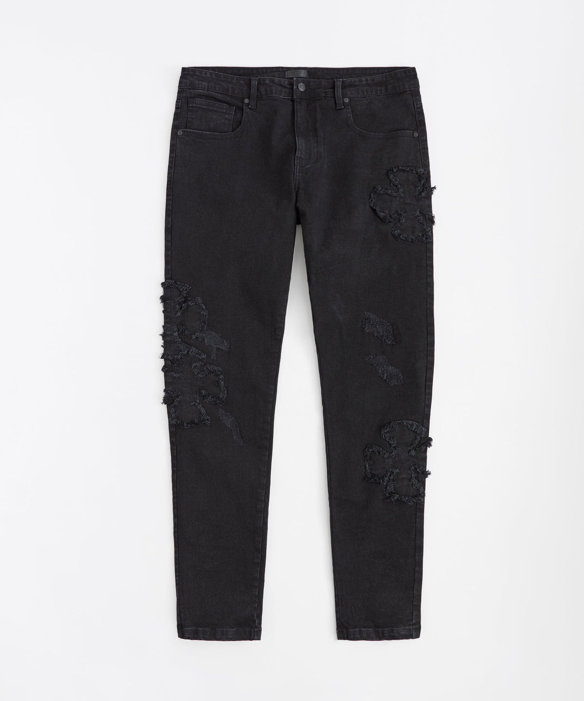 Reason Clothing Classic Chaos Distressed Skinny Jeans - Black