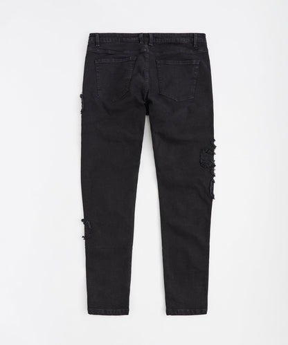 Reason Clothing Classic Chaos Distressed Skinny Jeans - Black