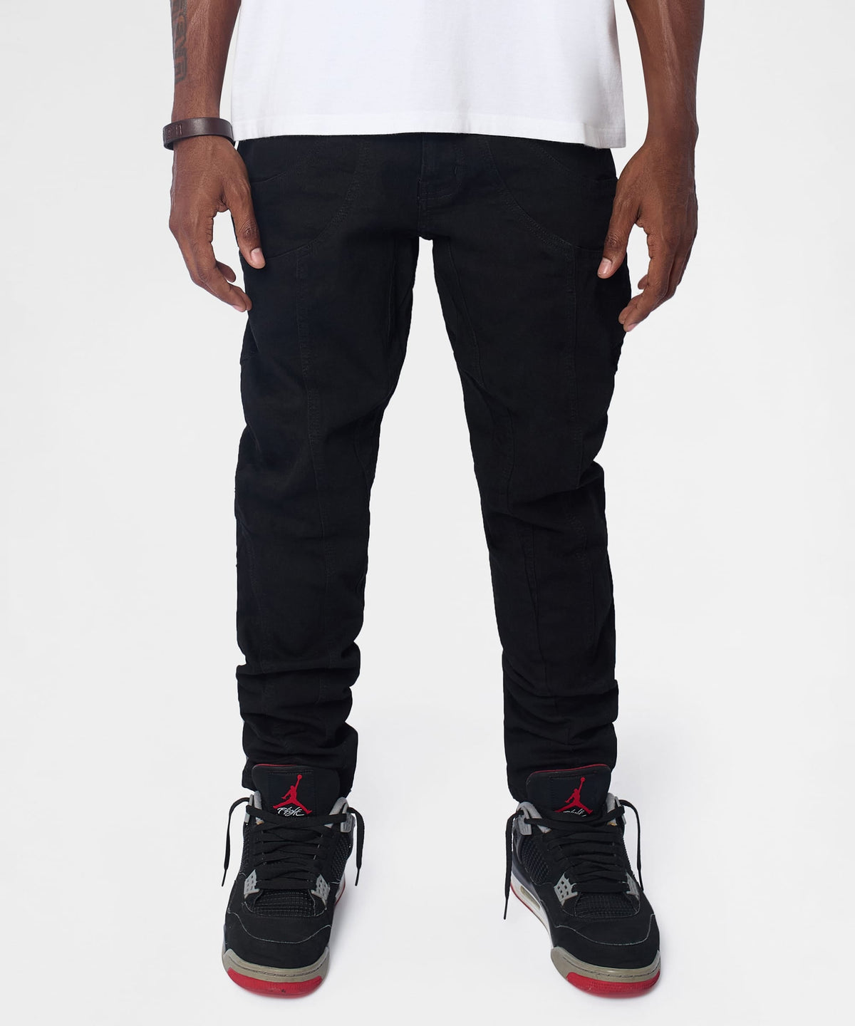 Reason Clothing Featured Classic Panel Skiny Jeans - Black
