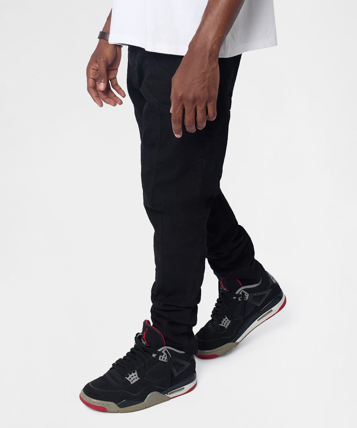 Reason Clothing Featured Classic Panel Skiny Jeans - Black
