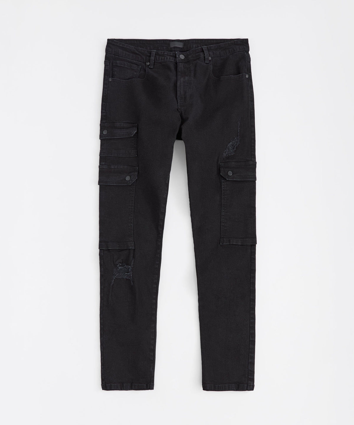 Reason Clothing Special Offer Classic Distressed Cargo Pants - Black