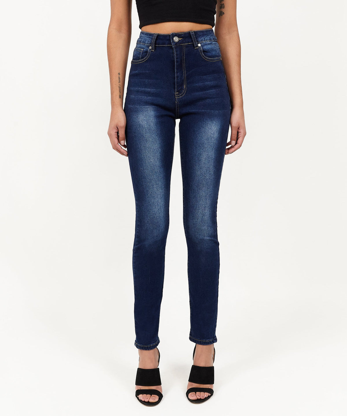 Reason Clothing Discount Womens Emma Dark Wash Slim Jeans