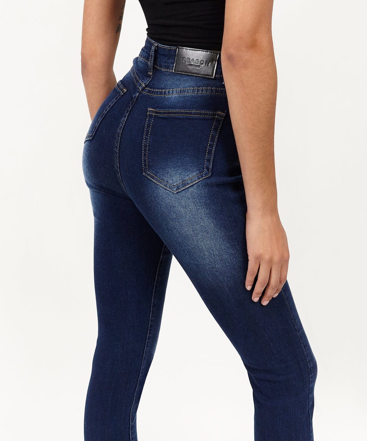 Reason Clothing Discount Womens Emma Dark Wash Slim Jeans
