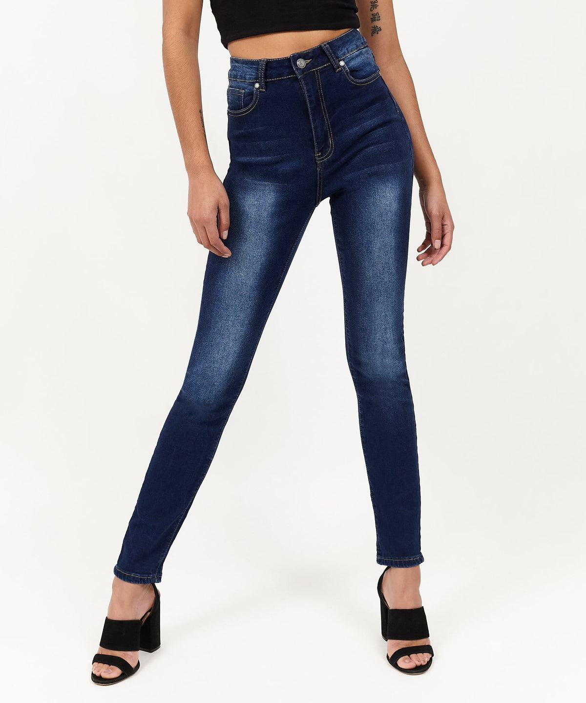 Reason Clothing Discount Womens Emma Dark Wash Slim Jeans