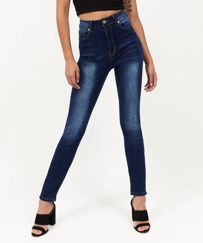 Reason Clothing Discount Womens Emma Dark Wash Slim Jeans