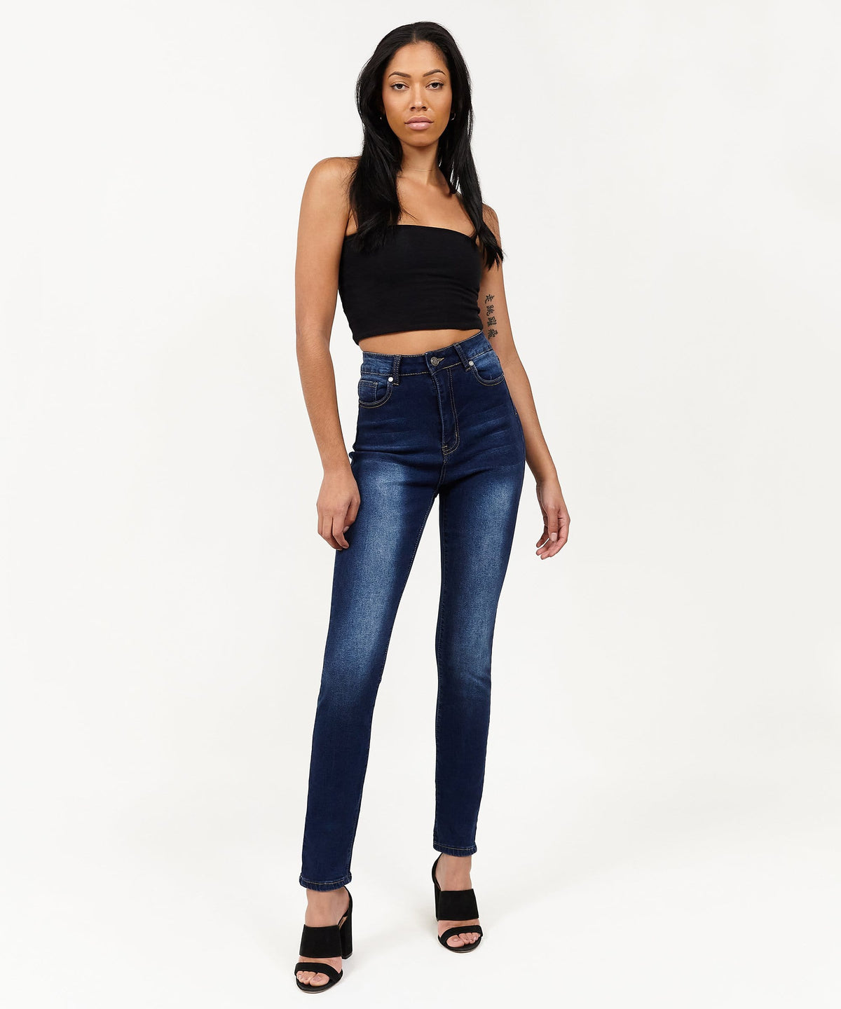 Reason Clothing Discount Womens Emma Dark Wash Slim Jeans