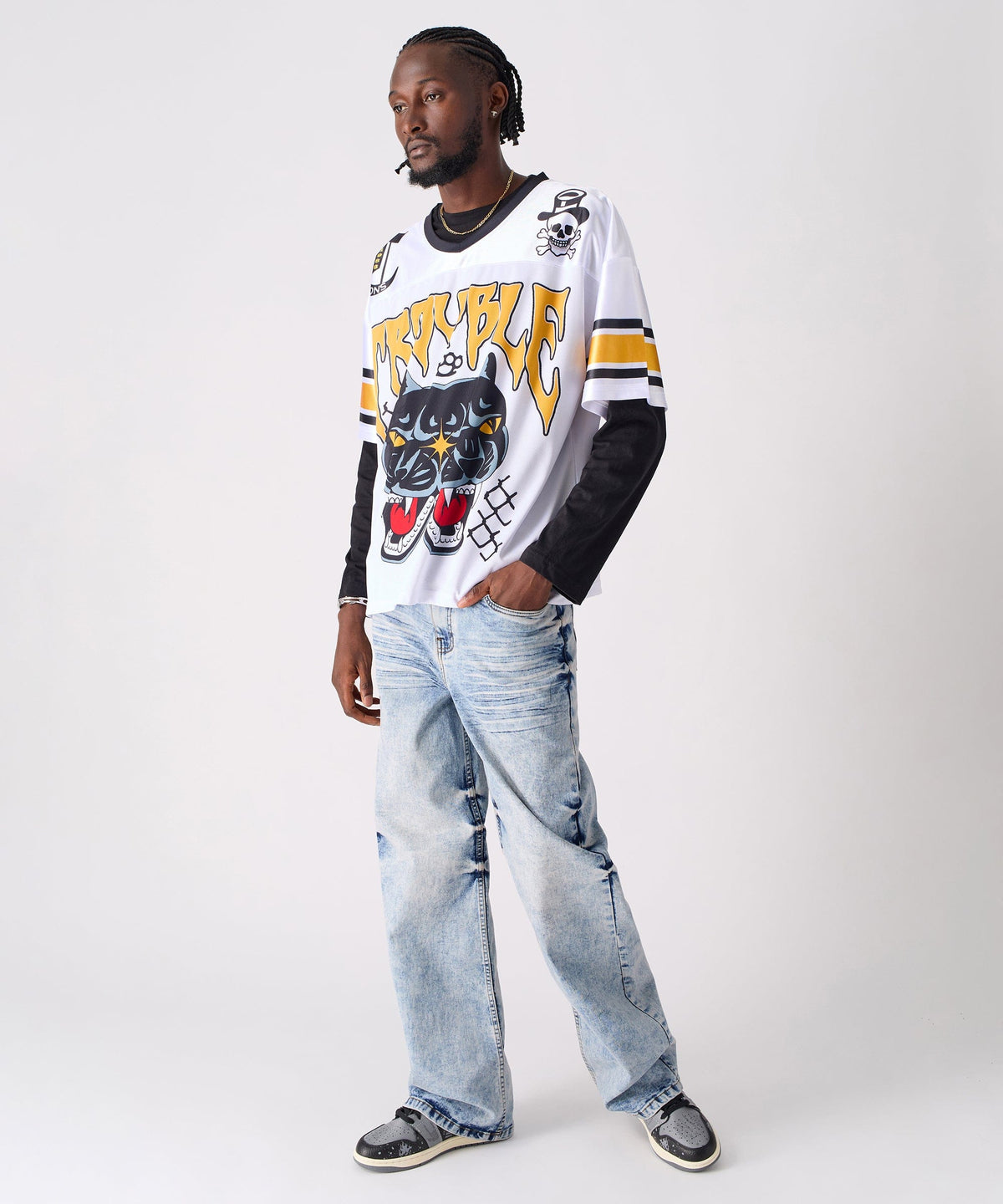 Reason Clothing Discount Washed Ripped Denim Pants - Blue