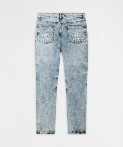 Reason Clothing Discount Washed Ripped Denim Pants - Blue