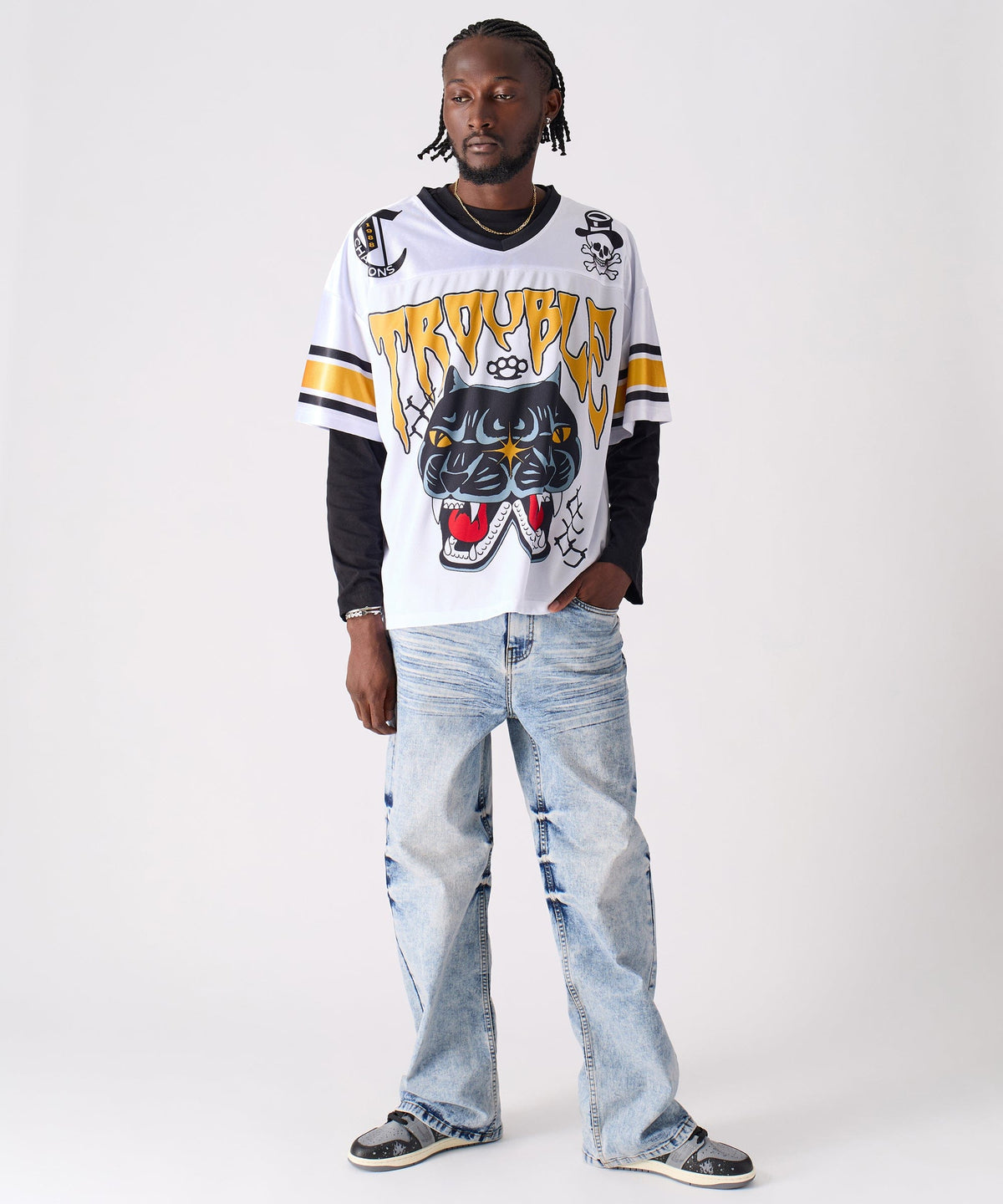 Reason Clothing Discount Washed Ripped Denim Pants - Blue