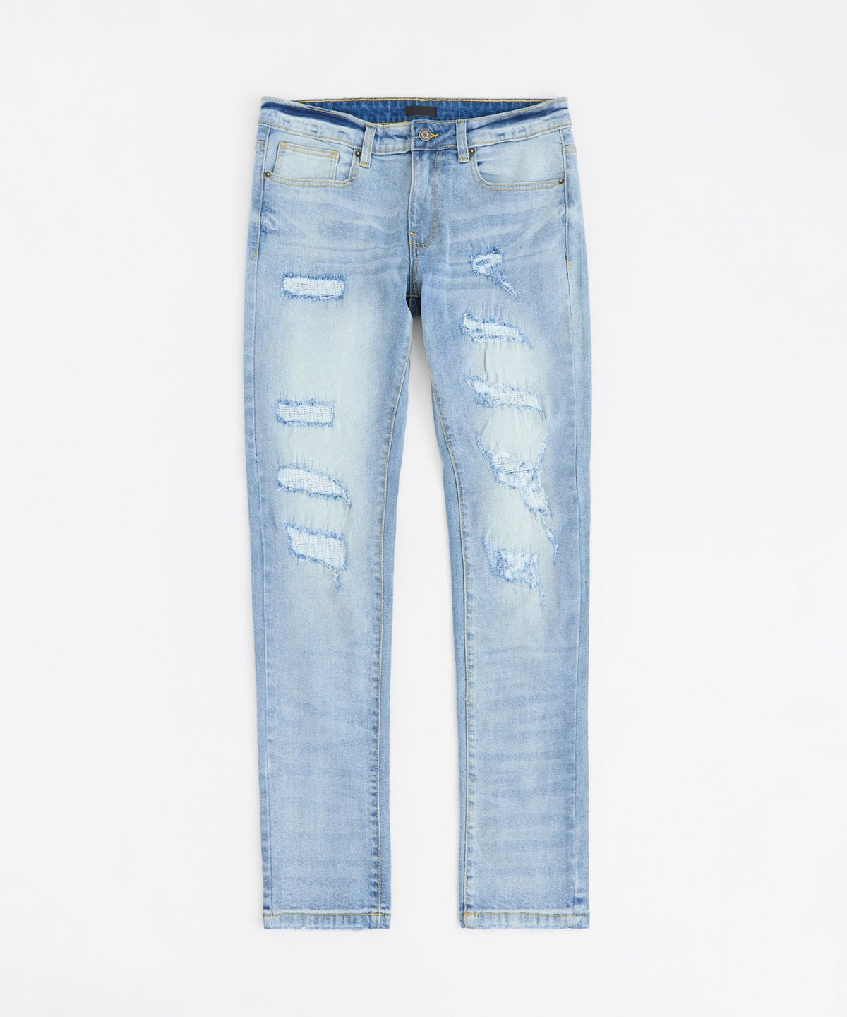 Reason Clothing Popular Plus Size Ripped Denim Jeans - Blue