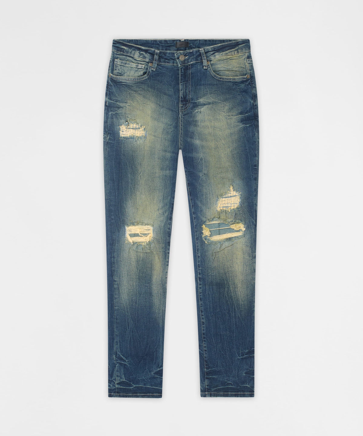 Reason Clothing Exclusive Men's Skinny Ripped Denim Pant - Medium Blue