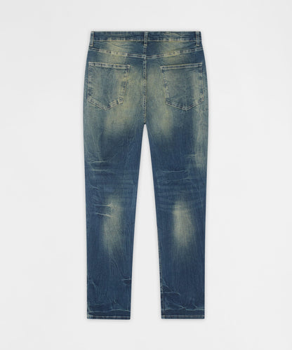 Reason Clothing Exclusive Men's Skinny Ripped Denim Pant - Medium Blue