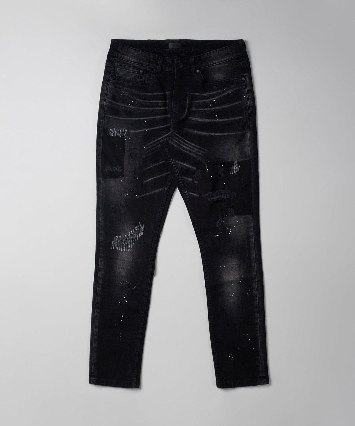 Reason Clothing Signature Nighthawk Ripped Skinny Jeans - Black