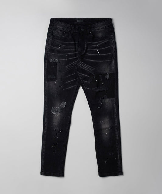 Reason Clothing Signature Nighthawk Ripped Skinny Jeans - Black