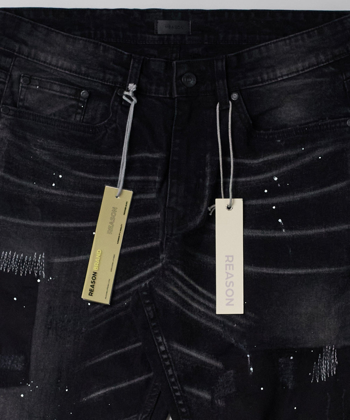 Reason Clothing Signature Nighthawk Ripped Skinny Jeans - Black
