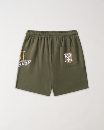 Reason Clothing Hot Sale Scarface Applique Racing Short - Olive Green