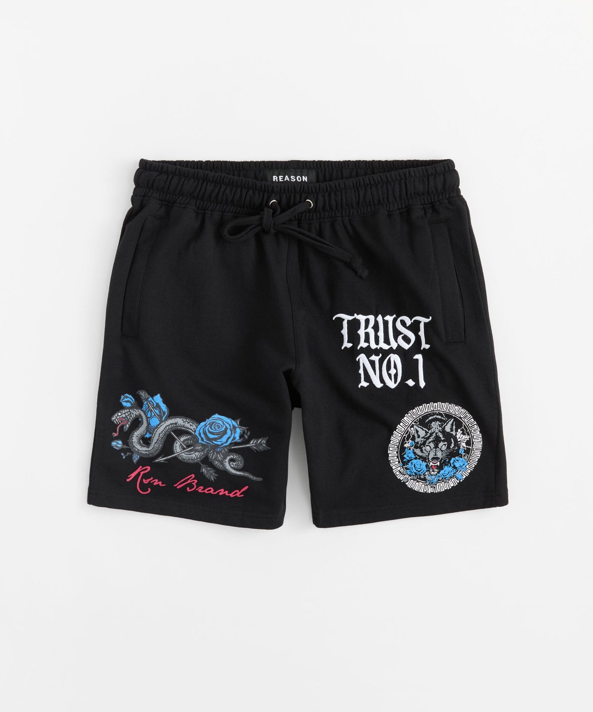 Reason Clothing Customer Favorite Plus Size Trust No 1 Fleece Short - Black
