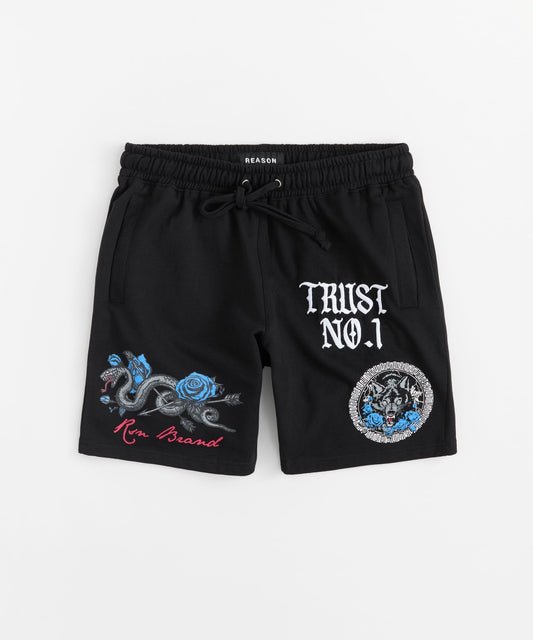 Reason Clothing Customer Favorite Plus Size Trust No 1 Fleece Short - Black
