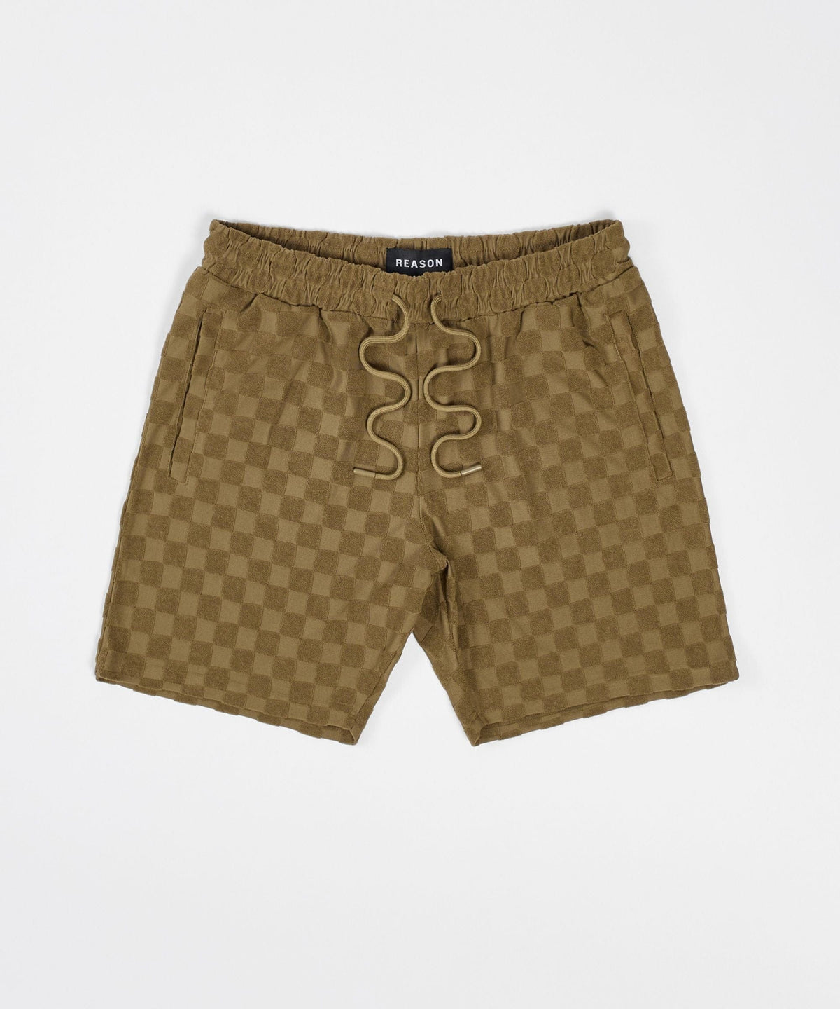 Reason Clothing Signature Checkerboard Towel Shorts - Brown