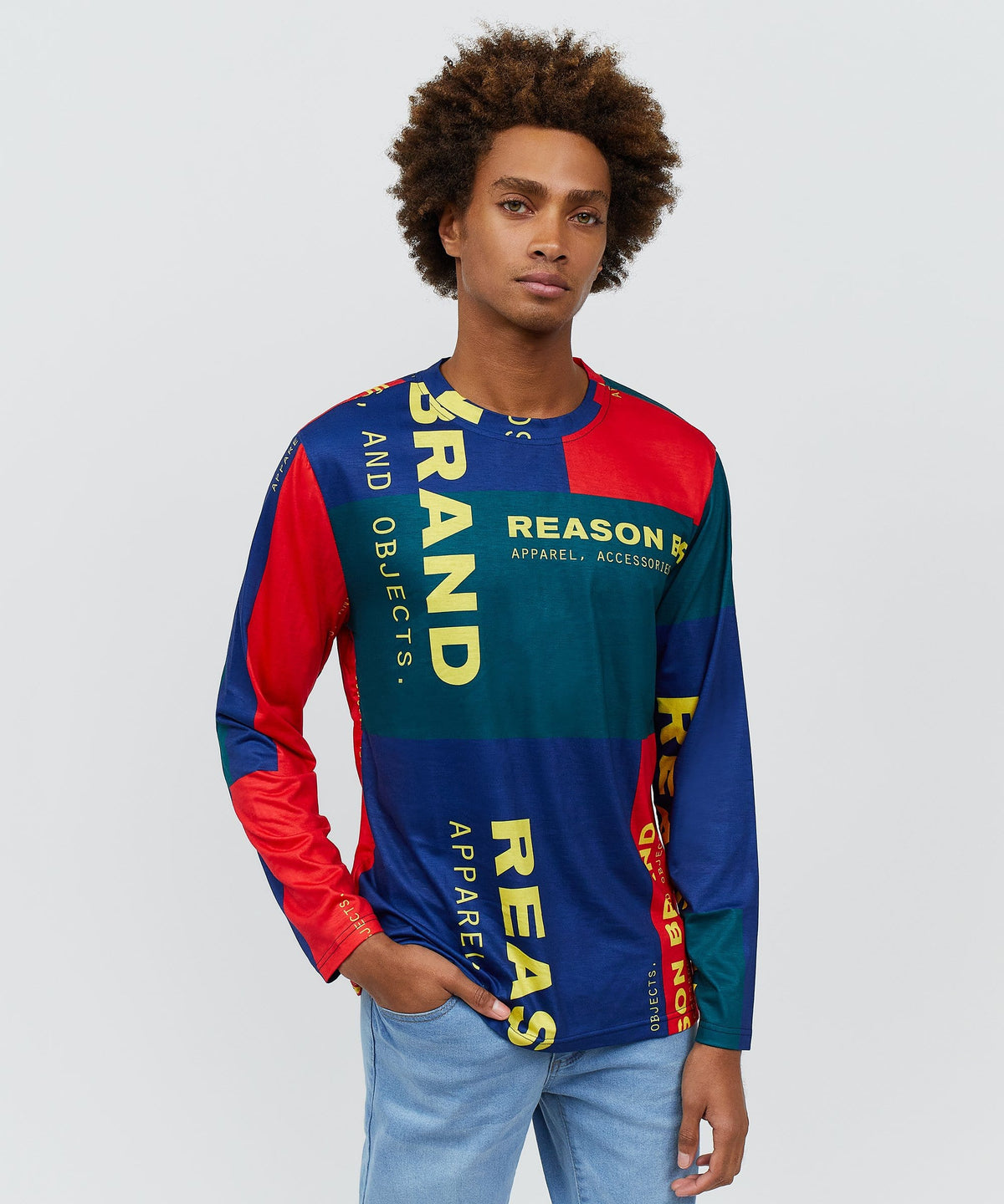 Reason Clothing Premium Arseno Multi Color Long Sleeve Logo Tee
