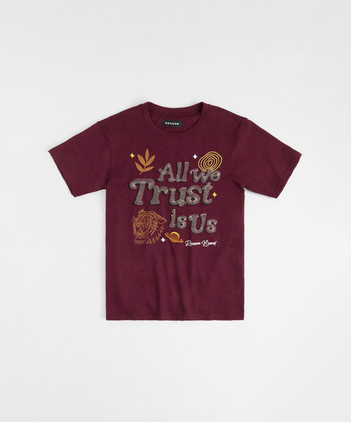 Reason Clothing Sale Trust Rhinestone Short Sleeve Tee - Brown