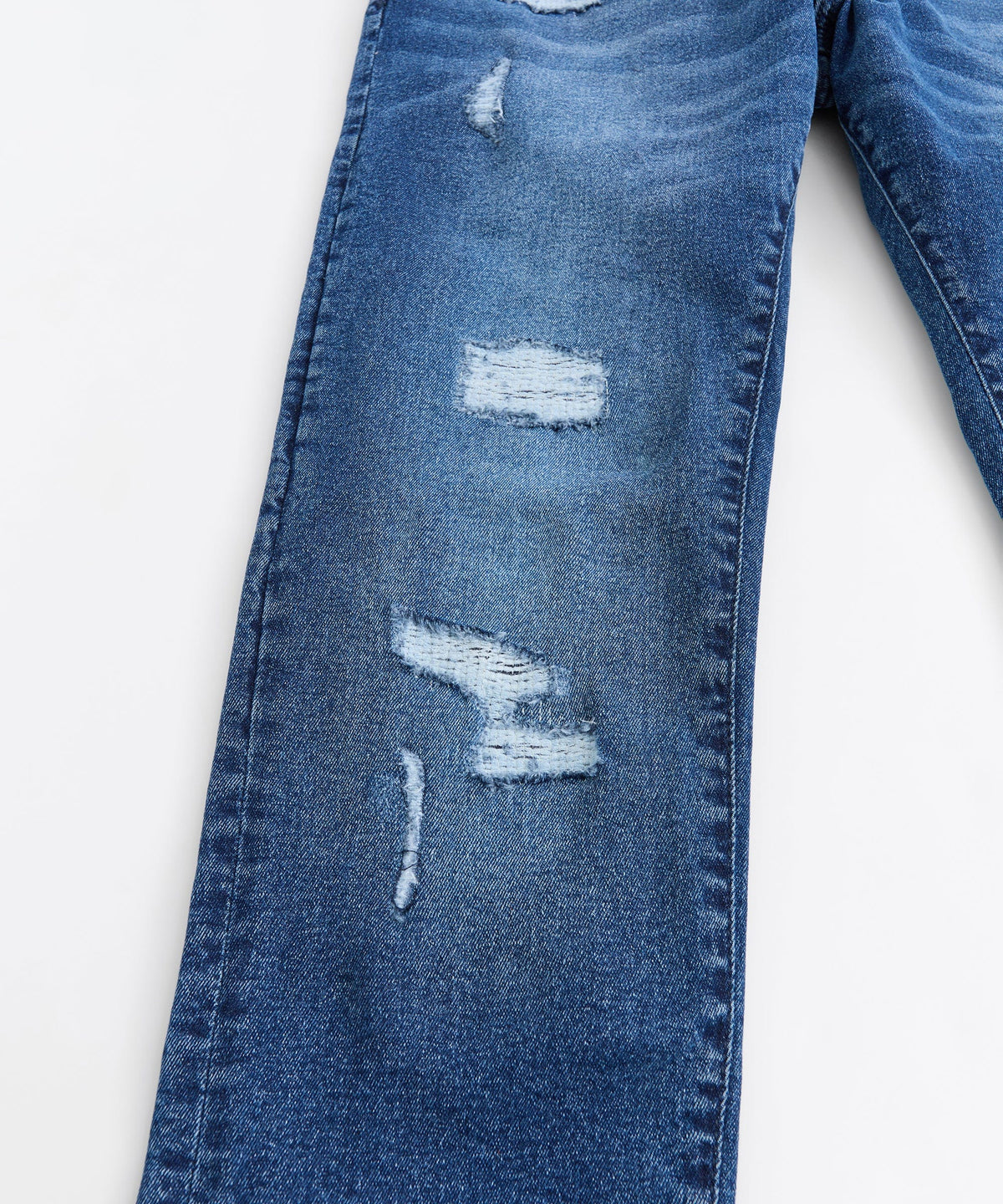 Reason Clothing Great Value Classic Distressed Skinny Jeans - Medium Blue
