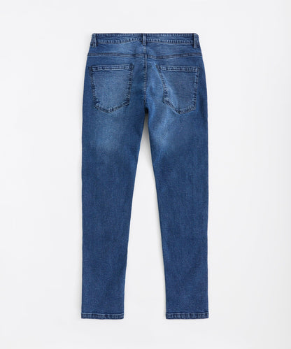 Reason Clothing Great Value Classic Distressed Skinny Jeans - Medium Blue