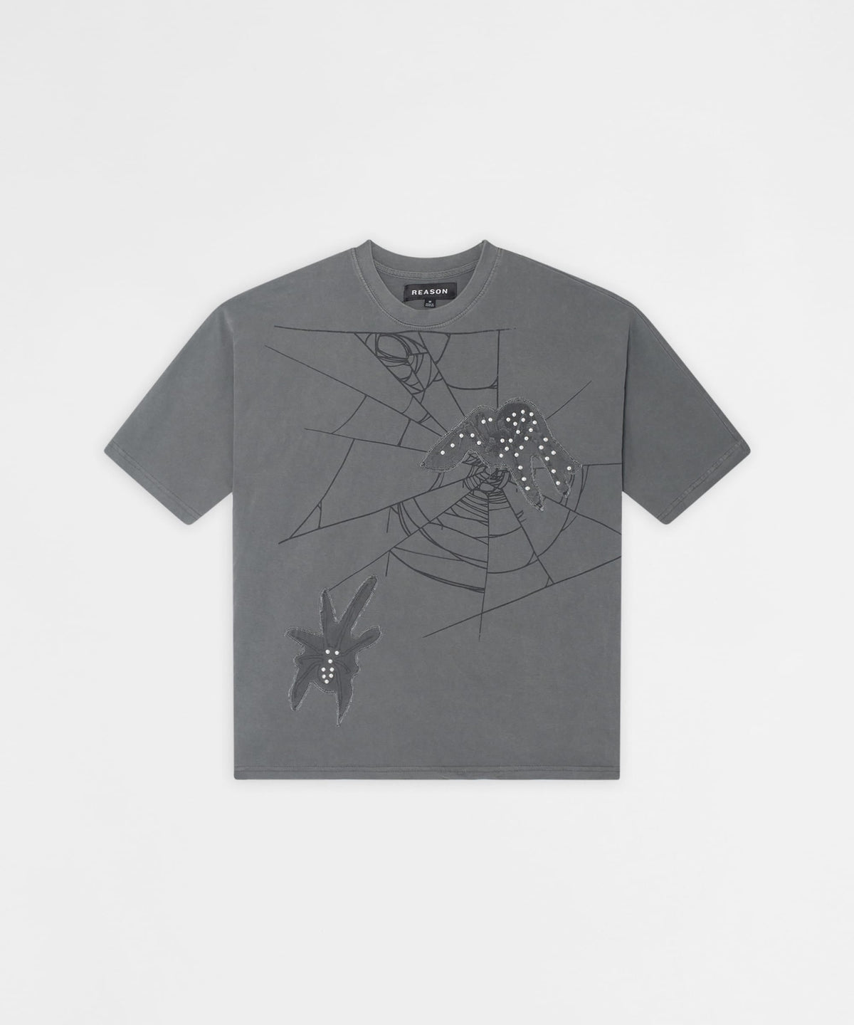 Reason Clothing Signature Toxic Spiderwebs Applique Short Sleeve Tee - Charcoal