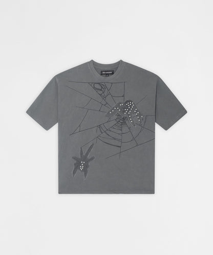 Reason Clothing Signature Toxic Spiderwebs Applique Short Sleeve Tee - Charcoal