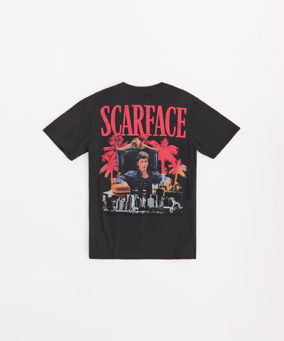Reason Clothing Popular Scarface City Embroidered Short Sleeve Tee - Black